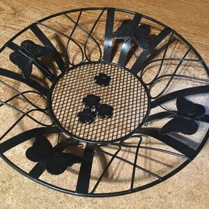 METAL FRUIT BASKET/BOWL BUTTERFLIES BLACK 11"